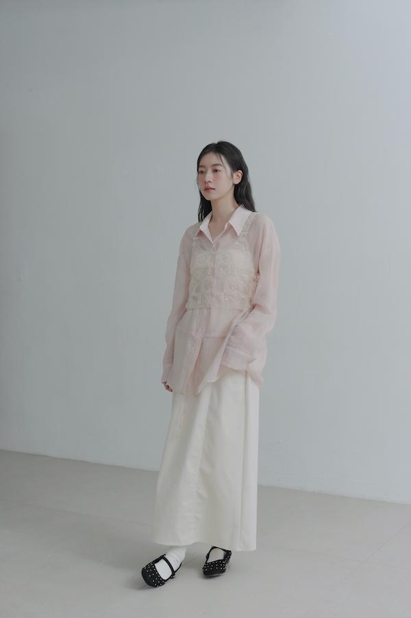 雛菊花亮片珠繡背心(米白) 