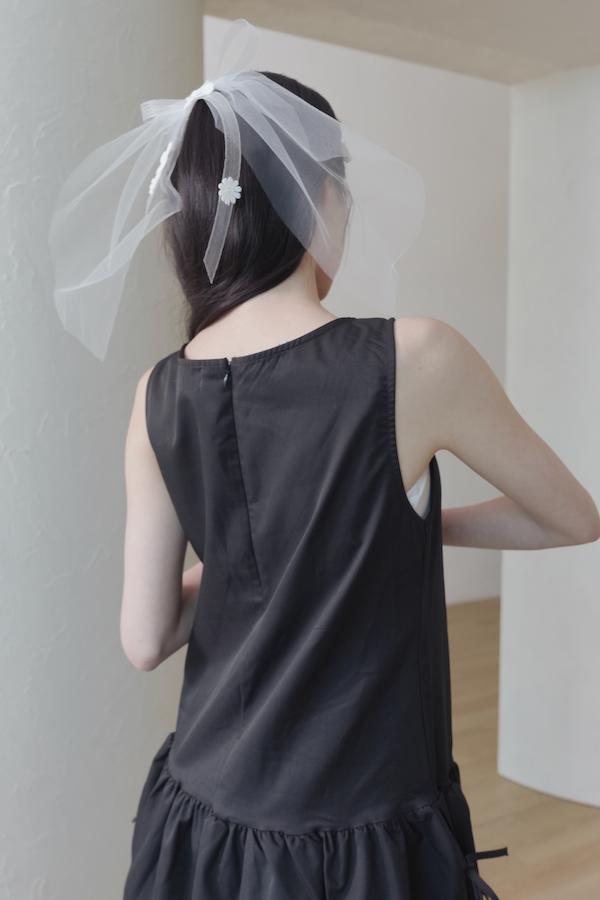 花瓣彈性網蝴蝶結頭紗 