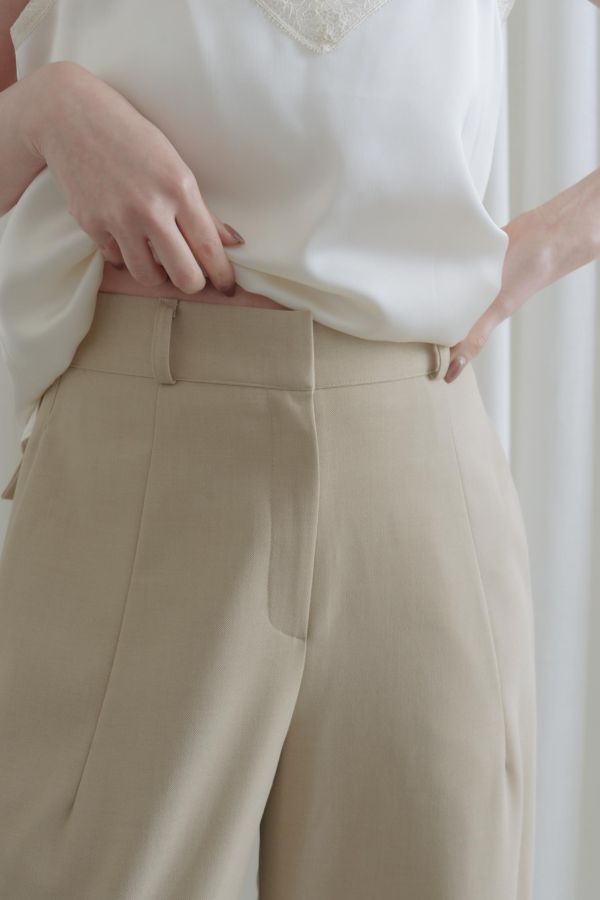 後腰鬆緊落地西裝褲(米) 