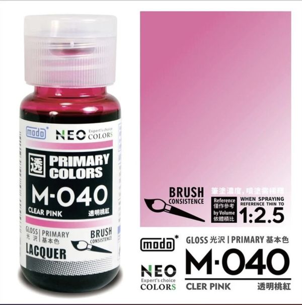modo 摩多製造所 硝基漆 M-040 透明桃紅 30ml 