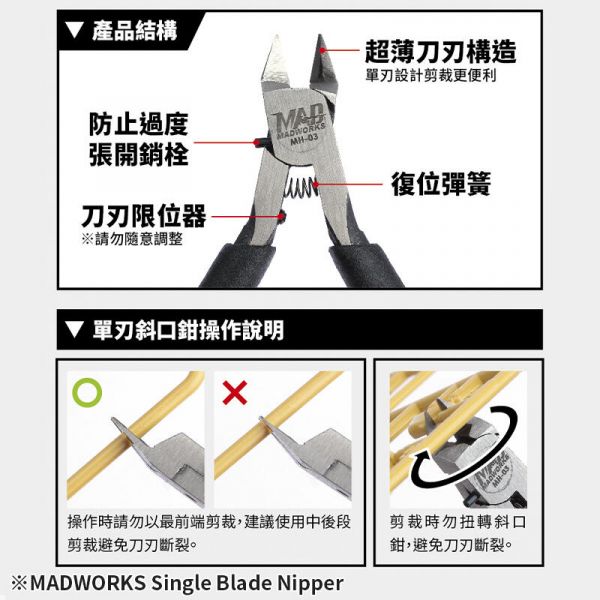 MADWORKS MH-03 單刃斜口鉗 