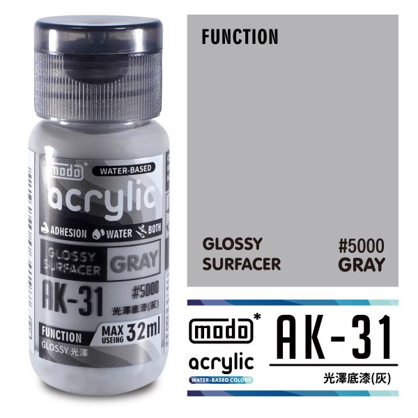 modo 摩多製造所 水漆 AK-31 光澤底漆(灰) 32ml 