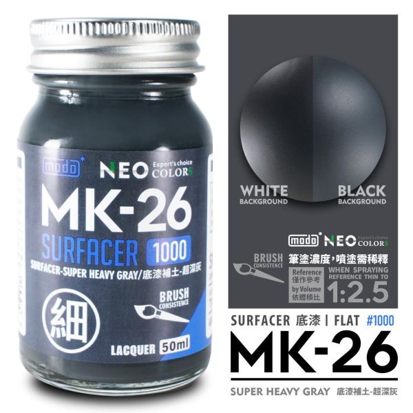 modo 摩多製造所 硝基漆 MK-26 細底漆補土 超深灰 