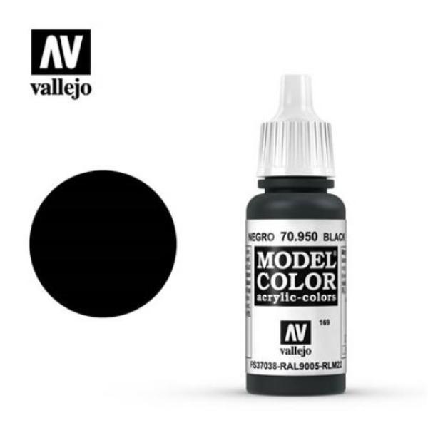 西班牙 Acrylicos Vallejo AV水性漆 模型色彩 169 #70950 黑色 17ml 