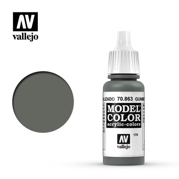 西班牙 Acrylicos Vallejo AV水性漆 模型色彩 179 #70863 槍鐵灰色(金屬色) 17ml 