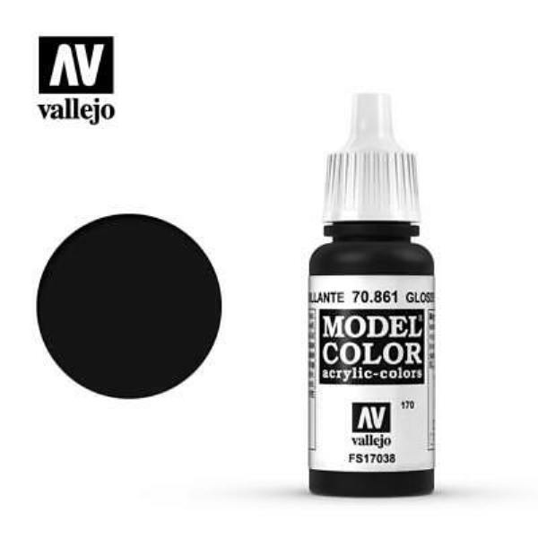 西班牙 Acrylicos Vallejo AV水性漆 模型色彩 170 #70861 亮光黑色 17ml 