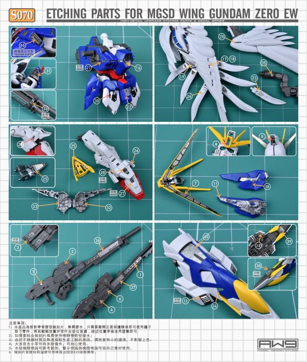 MADWORKS AW9 S070 MGSD飛翼零式 蝕刻片附水貼 (不含鋼彈本體) 