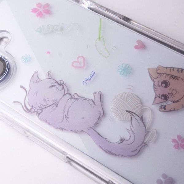 Moxbii經典原創系列 卡力與黛咪 彩雕防摔殼 貓咪手機殼,少女手機殼,插畫手機殼,手繪風,彩雕手機殼,彩繪手機殼,設計款手機殼,防摔手機殼,極空戰甲,透明殼,casetify,UAG,DEVILCASE