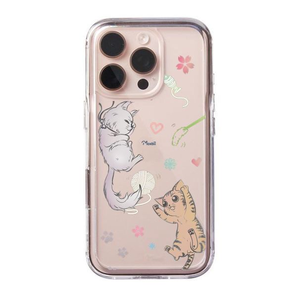 Moxbii經典原創系列 卡力與黛咪 彩雕防摔殼 貓咪手機殼,少女手機殼,插畫手機殼,手繪風,彩雕手機殼,彩繪手機殼,設計款手機殼,防摔手機殼,極空戰甲,透明殼,casetify,UAG,DEVILCASE