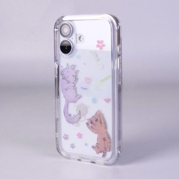 Moxbii經典原創系列 卡力與黛咪 彩雕防摔殼 貓咪手機殼,少女手機殼,插畫手機殼,手繪風,彩雕手機殼,彩繪手機殼,設計款手機殼,防摔手機殼,極空戰甲,透明殼,casetify,UAG,DEVILCASE