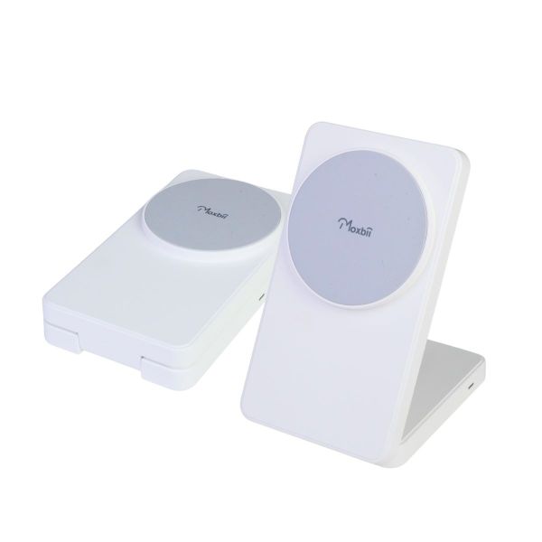 【BSMI認證】折疊式二合一磁吸無線充電座15W Moxbii,無線充電座,磁吸充電座,BSMI,Qi2,無線充電,磁吸充電,15w快充,magsafe,,充電盤
