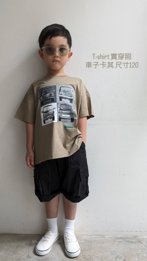 車車短袖T-shirt - 卡其色 