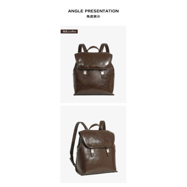 油蠟牛皮翻蓋後背包女包【LB1226】 