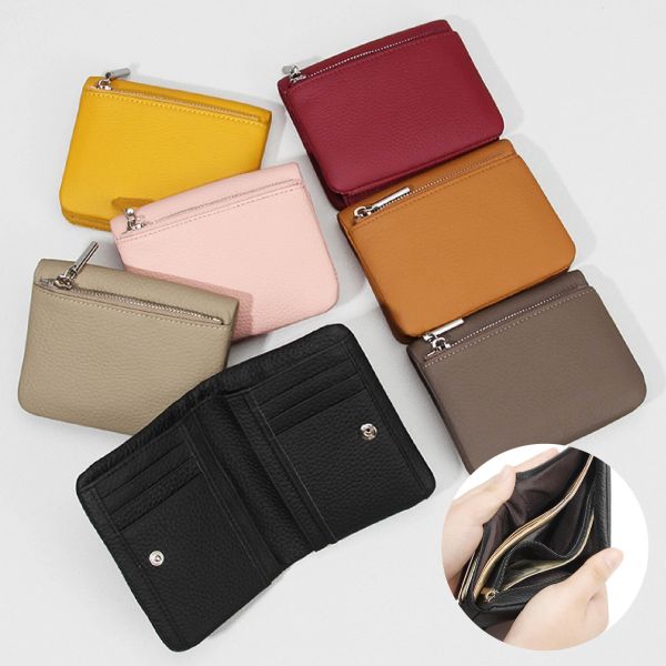 頭層牛皮9卡位短夾女夾【LH1131】 