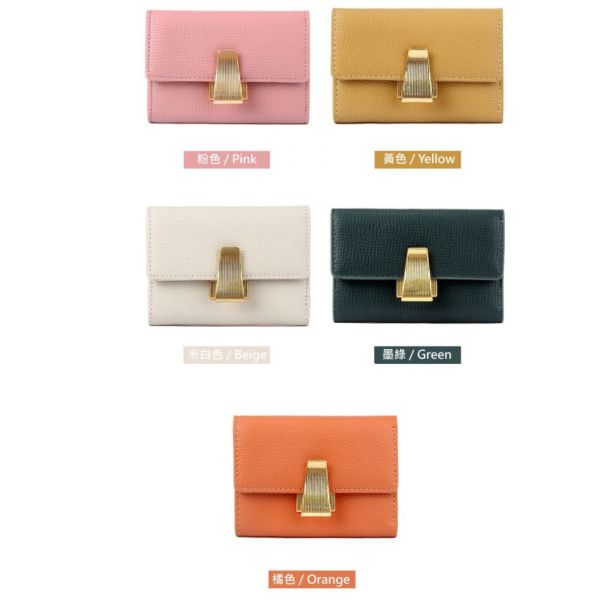 頭層牛皮波浪紋合金釦短夾女夾【LH866】 
