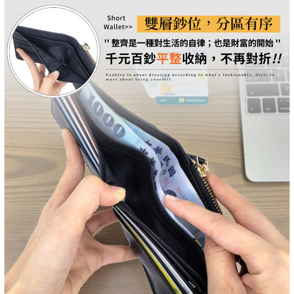 碳纖維牛皮薄款L型零錢袋短夾男夾【LH1151】 