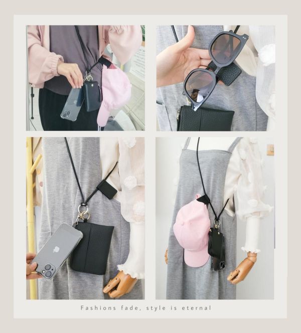 真皮頭層牛皮多功能手機背帶帽夾眼鏡套【LW85】 