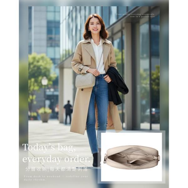 頭層牛皮菱格紋鍊條肩背方包女包【LB1253】 