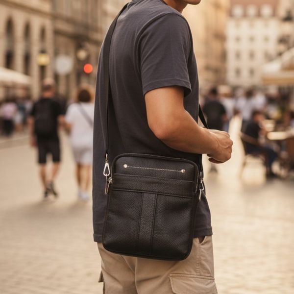頭層牛皮豎款肩背小包男包【LB1171】 