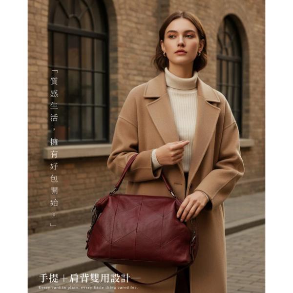 頭層牛皮菱格紋手提包女包【LB1233】 