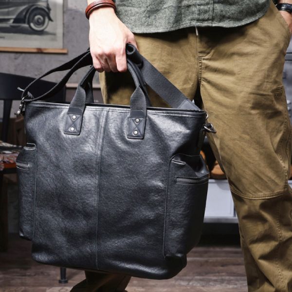 頭層牛皮豎款手提包男包【LB1210】 