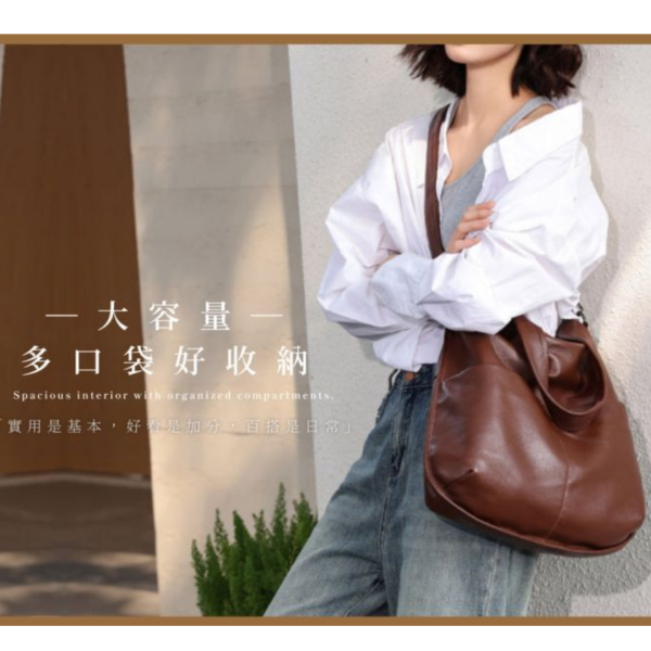 頭層牛皮軟皮雙背帶單肩斜背包女包【LB1164】 