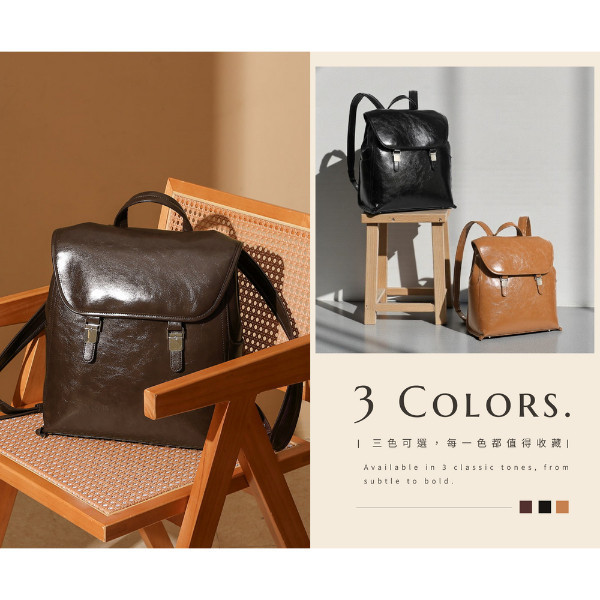 油蠟牛皮翻蓋後背包女包【LB1226】 