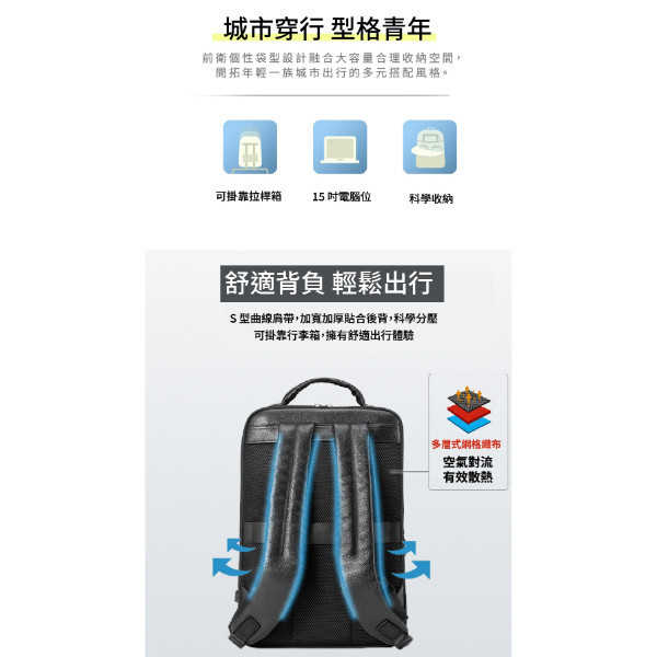 頭層牛皮雙層筆電後背包男包【LB1224】 