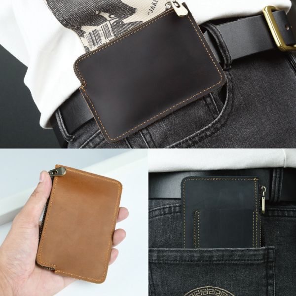 頭層瘋馬牛皮薄款可配皮帶腰掛零錢包【LH1117】 