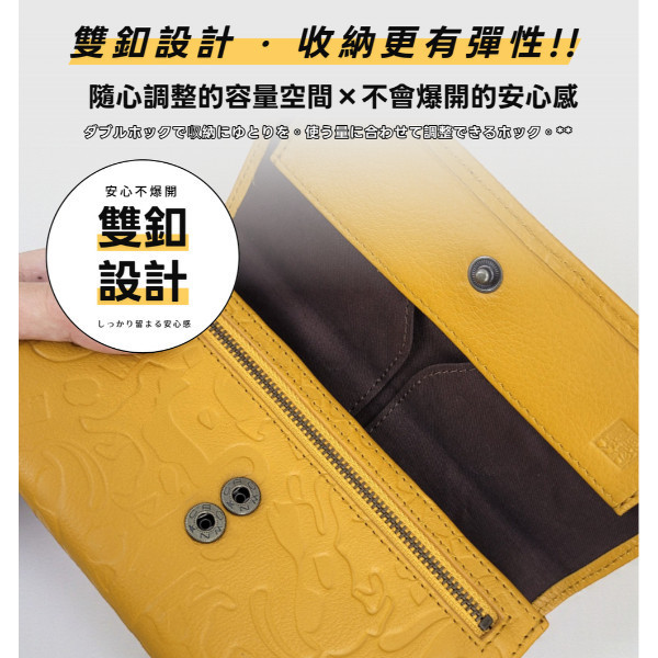 日貨-頭層牛皮貓咪圖騰風琴長夾女夾-野村修平【LH1144】 