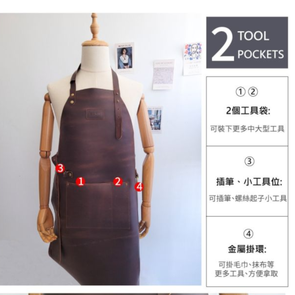 限量*頭層牛皮全皮製作隔熱耐用工作圍裙【LC13】 