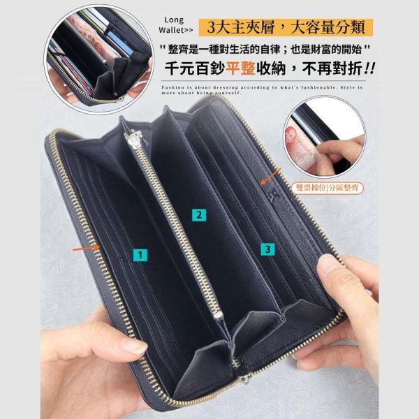 日貨-真皮頭層牛皮男士拉鍊皮夾錢包長夾男夾-HIRO【LH1166】 