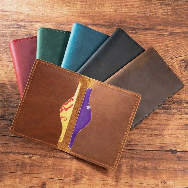 頭層瘋馬牛皮二折卡片包【CB219】 