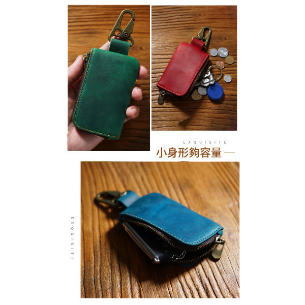 頭層瘋馬牛皮腰掛鑰匙包【KB159】 