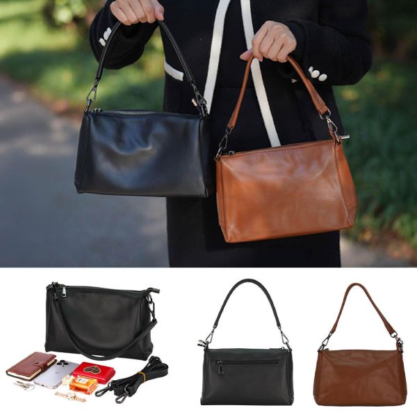 頭層牛皮雙背帶簡約肩背包女包【LB1246】 