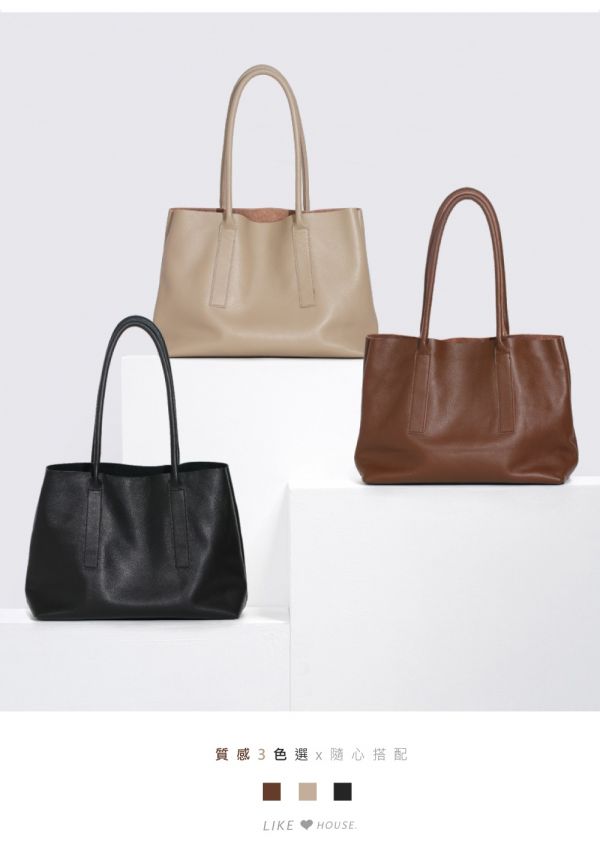 頭層牛皮素面手提包女包-子母袋【LB736】 
