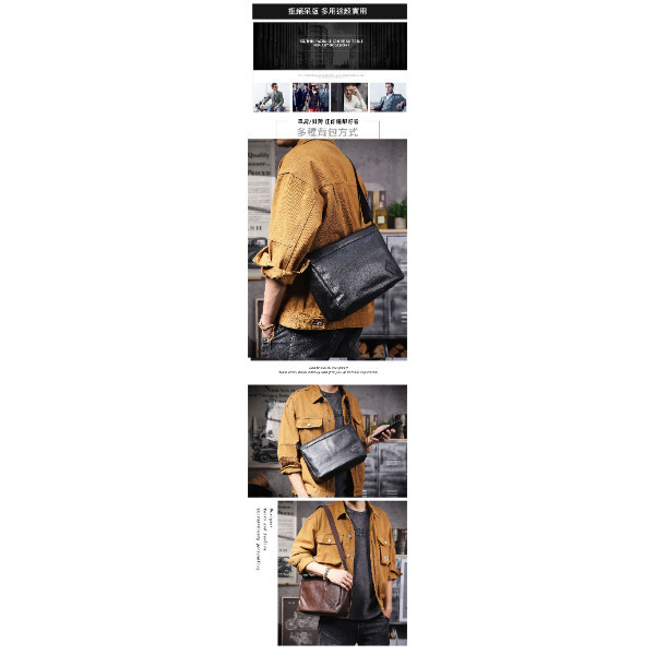 頭層牛皮男士橫款肩背包男包【LB1217】 