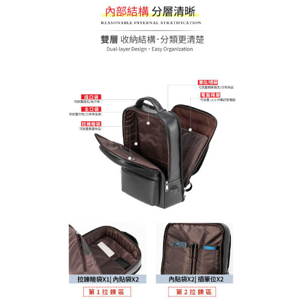 頭層牛皮雙層筆電後背包男包【LB1224】 