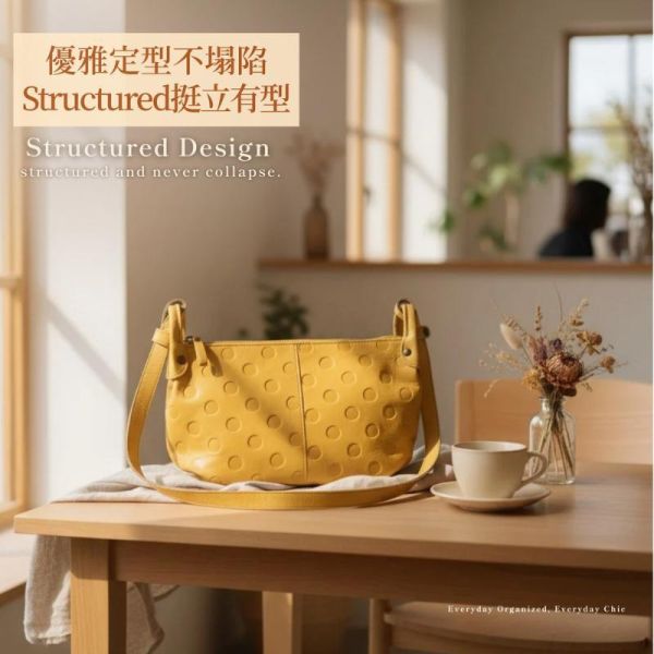 日貨-頭層牛皮圓點肩背包女包-日本製【LB1199】 