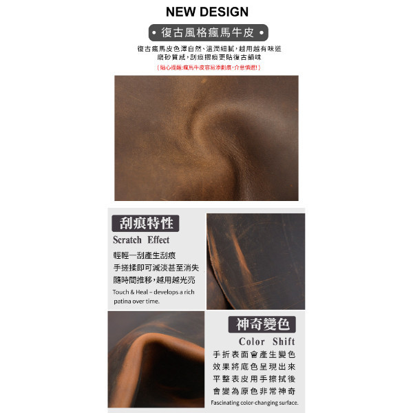 頭層瘋馬牛皮二折證件包【CB217】 