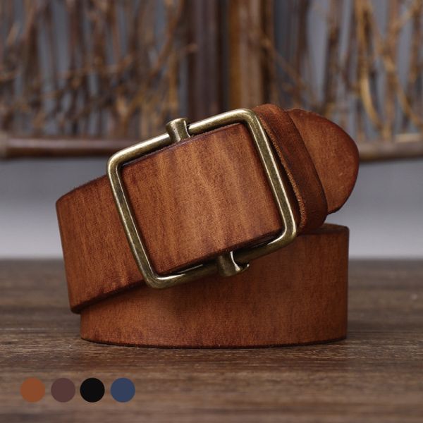 頭層牛皮帶寬3.8CM男士無孔皮帶【LL246】 