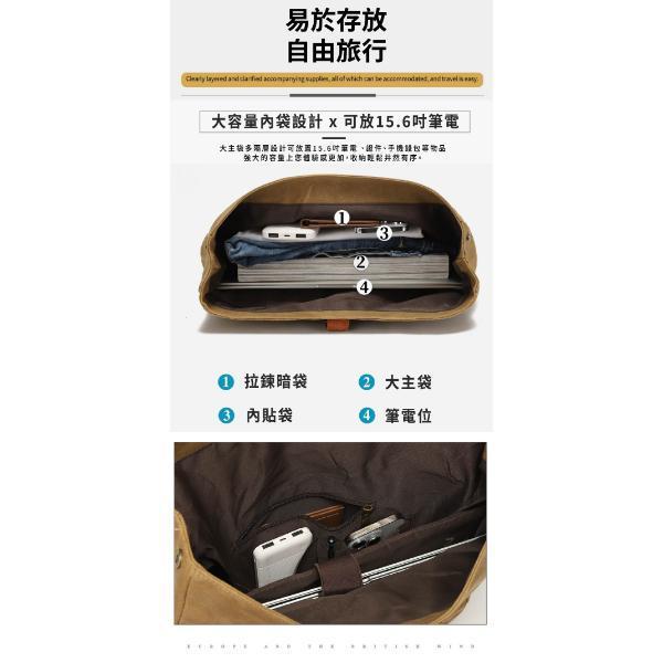 過蠟帆布配頭層瘋馬牛皮肩背包男包【CLB38】 