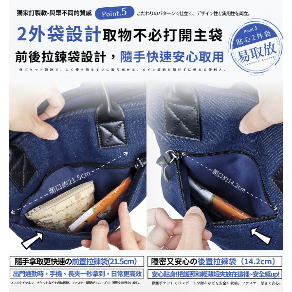 牛仔布配頭層牛皮2WAY肩背手提包女包【CLB26】 