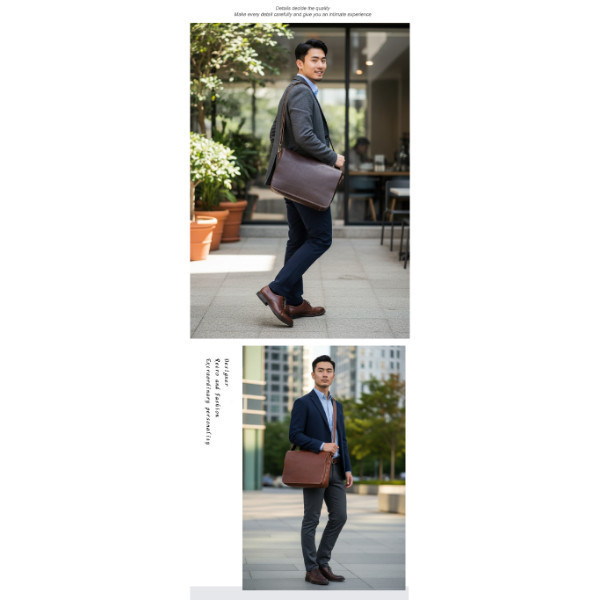 頭層牛皮翻蓋肩背郵差包男包【LB1208】 