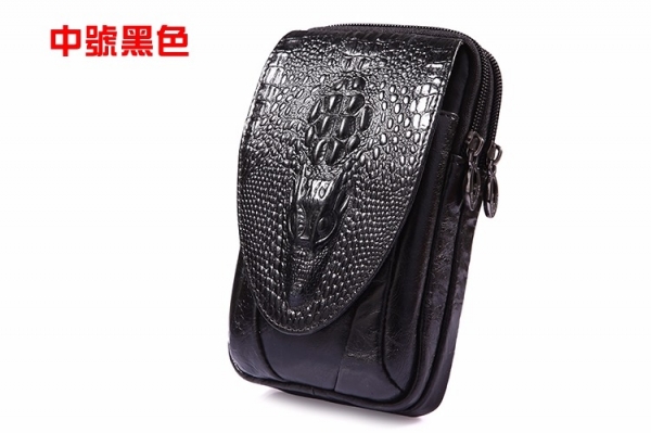 鱷魚紋牛皮腰掛可裝5.5吋手機隨身腰包手機包手機袋男包腰掛包小包LB168 