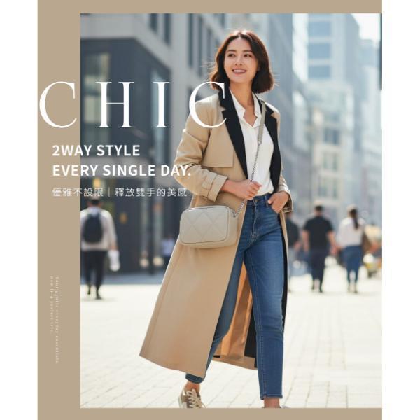 頭層牛皮菱格紋鍊條肩背方包女包【LB1253】 