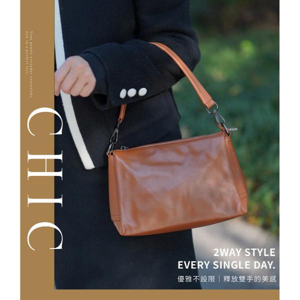頭層牛皮雙背帶簡約肩背包女包【LB1246】 
