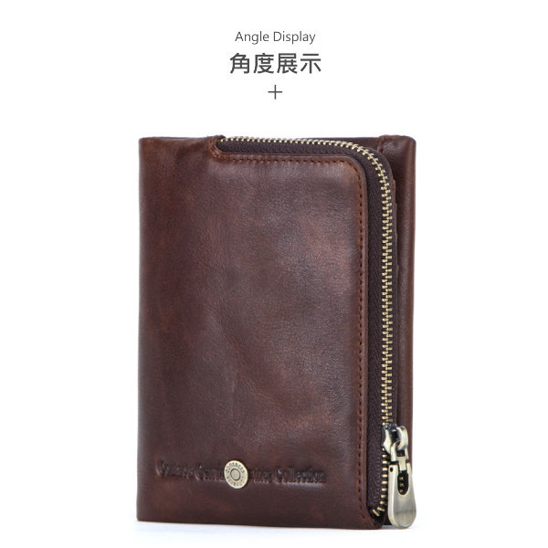 頭層牛皮L型零錢袋12卡位短夾男夾【LH978】 