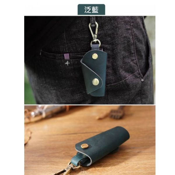 頭層瘋馬牛皮腰掛鑰匙包【KB107】 