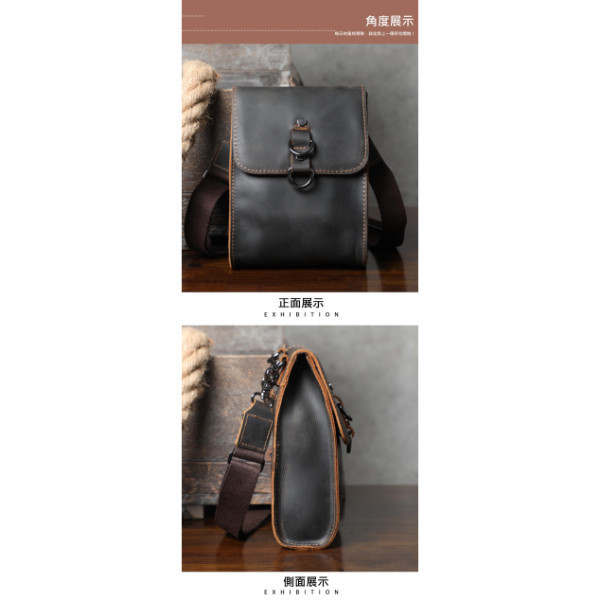頭層瘋馬牛皮豎款肩背小包男包【LB1200】 